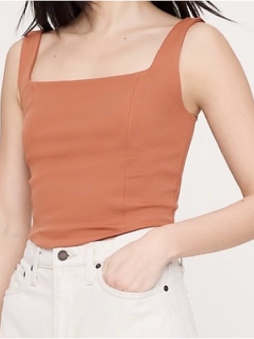 Banana Republic Square Neck Tank Top in Sierra Clay Brown